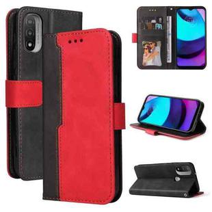 For Motorola Moto E40 / E30 / E20 Stitching-Color Flip Leather Phone Case with Holder(Red)