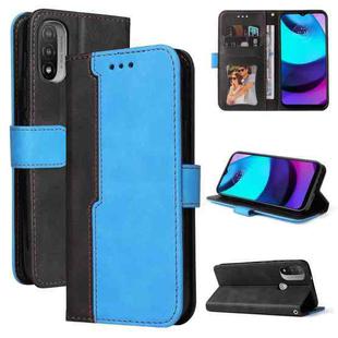 For Motorola Moto E40 / E30 / E20 Stitching-Color Flip Leather Phone Case with Holder(Blue)