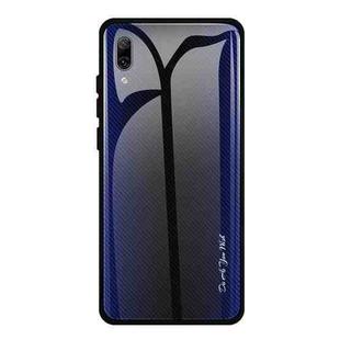 For Huawei Enjoy 9 Plus / Y9 2019 Texture Gradient Glass Protective Case(Dark Blue)