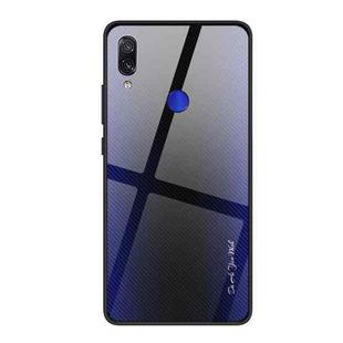 For Xiaomi Redmi Note 7 Texture Gradient Glass Protective Case(Dark Blue)