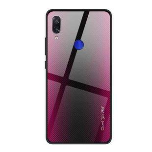 For Xiaomi Redmi Note 7 Texture Gradient Glass Protective Case(Rose Red)