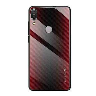 For Asus ZenFone Max Pro M1 ZB601KL Texture Gradient Glass Protective Case(Red)