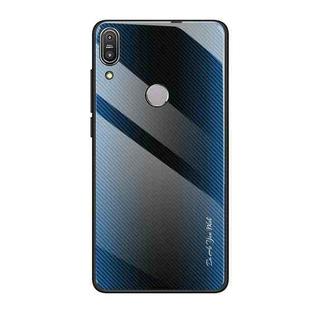 For Asus ZenFone Max Pro M1 ZB601KL Texture Gradient Glass Protective Case(Blue)