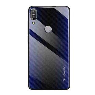 For Asus ZenFone Max Pro M1 ZB601KL Texture Gradient Glass Protective Case(Dark Blue)