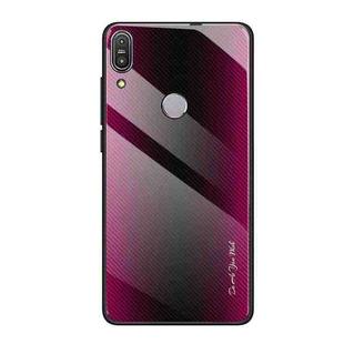 For Asus ZenFone Max Pro M1 ZB601KL Texture Gradient Glass Protective Case(Rose Red)
