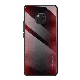 For Huawei Mate 20 Pro  Texture Gradient Glass Protective Case(Red)