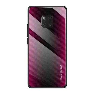 For Huawei Mate 20 Pro  Texture Gradient Glass Protective Case(Rose Red)