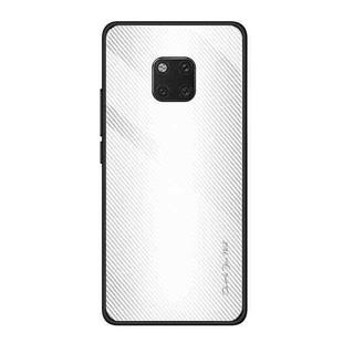 For Huawei Mate 20 Pro  Texture Gradient Glass Protective Case(White)