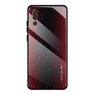 For Huawei P20 Pro Texture Gradient Glass Protective Case(Red)
