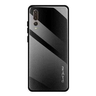 For Huawei P20 Pro Texture Gradient Glass Protective Case(Black)
