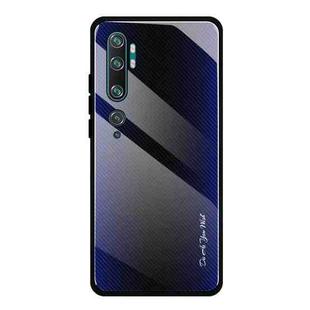 For Xiaomi CC9 Pro Texture Gradient Glass Protective Case(Dark Blue)