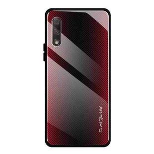 For Huawei Honor 9x Texture Gradient Glass Protective Case(Red)