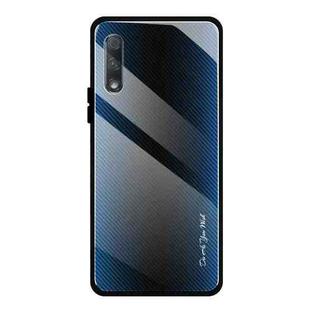 For Huawei Honor 9x Texture Gradient Glass Protective Case(Blue)