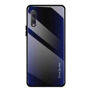For Huawei Honor 9x Texture Gradient Glass Protective Case(Dark Blue)