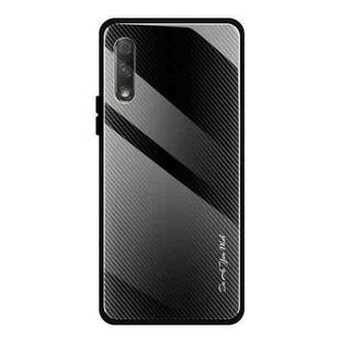 For Huawei Honor 9x Texture Gradient Glass Protective Case(Black)