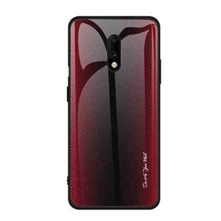 For OnePlus 7 Texture Gradient Glass Protective Case(Red)