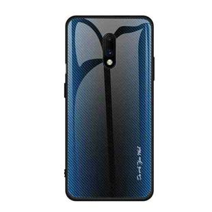 For OnePlus 7 Texture Gradient Glass Protective Case(Blue)