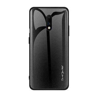 For OnePlus 7 Texture Gradient Glass Protective Case(Black)