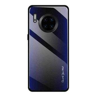 For Huawei Mate 30 Pro Texture Gradient Glass Protective Case(Dark Blue)