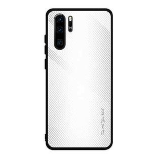 For Huawei P30 Pro Texture Gradient Glass Protective Case(White)