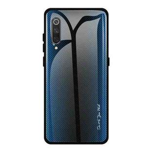 For Xiaomi 9 SE Texture Gradient Glass Protective Case(Blue)