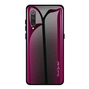 For Xiaomi 9 SE Texture Gradient Glass Protective Case(Rose Red)