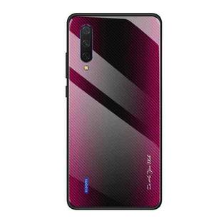 For Xiaomi CC9 / A3 Lite Texture Gradient Glass Protective Case(Rose Red)