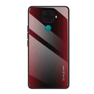 For Huawei Nova 5i Pro Texture Gradient Glass Protective Case(Red)