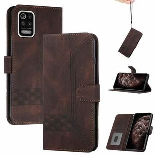For LG K42 Cubic Skin Feel Flip Leather Phone Case(Dark Brown)