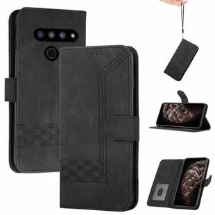 For LG V50 ThinQ 5G Cubic Skin Feel Flip Leather Phone Case(Black)