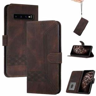 For LG V60 ThinQ 5G Cubic Skin Feel Flip Leather Phone Case(Dark Brown)