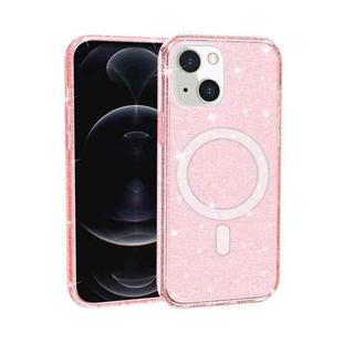 For iPhone 13 mini Terminator Style Glitter Powder MagSafe Magnetic Phone Case (Pink)
