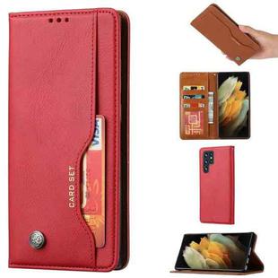 For Samsung Galaxy S22 Ultra 5G Knead Skin Texture Leather Phone Case(Red)