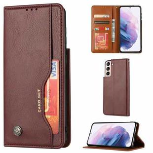 For Samsung Galaxy S22+ 5G Knead Skin Texture Leather Phone Case(Wine Red)