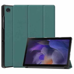 For Samsung Galaxy Tab A8 2021 Three-folding Holder Custer Texture Leather Tablet Case(Dark Green)