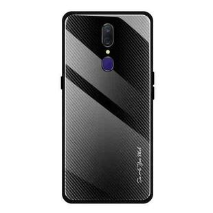 For OPPO F11 / A9 Texture Gradient Glass Protective Case(Black)