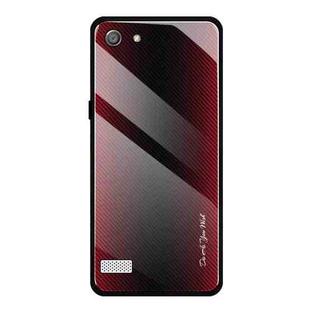 For OPPO A33 Texture Gradient Glass Protective Case(Red)
