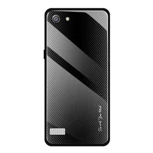 For OPPO A33 Texture Gradient Glass Protective Case(Black)