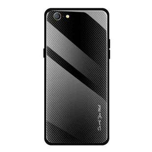 For OPPO A57 / A39 Texture Gradient Glass Protective Case(Black)