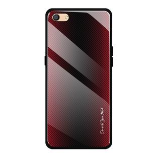 For OPPO F3 Texture Gradient Glass Protective Case(Red)