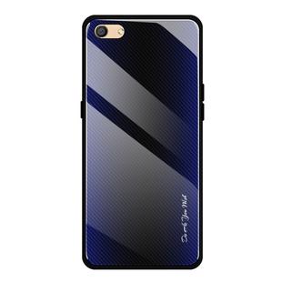 For OPPO F3 Texture Gradient Glass Protective Case(Dark Blue)