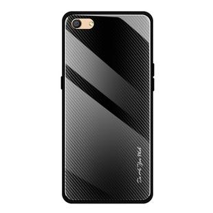 For OPPO F3 Texture Gradient Glass Protective Case(Black)