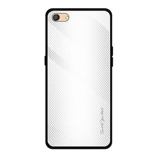 For OPPO F3 Texture Gradient Glass Protective Case(White)