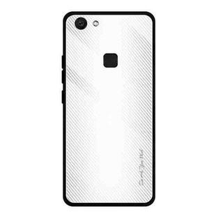 For Vivo V7 Texture Gradient Glass Protective Case(White)