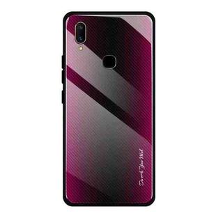 For Vivo V11 Texture Gradient Glass Protective Case(Rose Red)