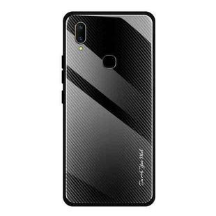 For Vivo V11 Texture Gradient Glass Protective Case(Black)