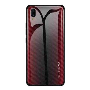 For Vivo X23 Texture Gradient Glass Protective Case(Red)