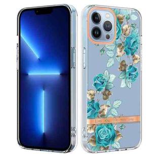 For iPhone 13 Pro Max Flowers and Plants Series IMD TPU Phone Case (Blue Rose)