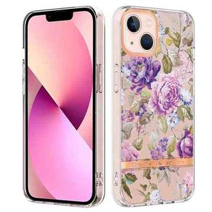 For iPhone 13 Flowers and Plants Series IMD TPU Phone Case(Purple Peony)