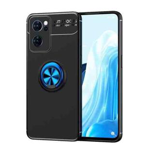 For OPPO Reno7 5G Metal Ring Holder 360 Degree Rotating TPU Phone Case(Black Blue)